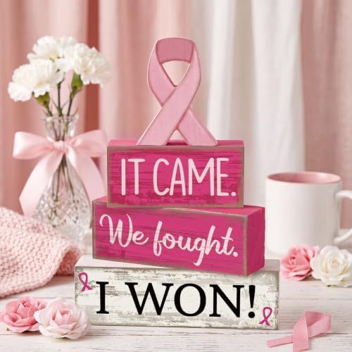 Lineshading 4 Pcs Breast Cancer Awareness Decor Pink Ribbon Table Decor