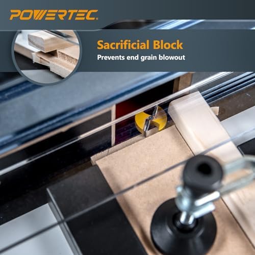 POWERTEC 72032 Deluxe Router Table Fence System 3-3/8" Tall 24" Long and Rail Coping Sled for Router Tables, Professional Precise Cutting Rail for Cabinet Door Joints, Drawers and Woodworking