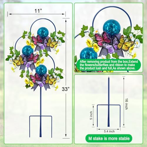 Solar Lights Outdoor Garden Stakes,Butterfly & Flower LED Colorful Lights