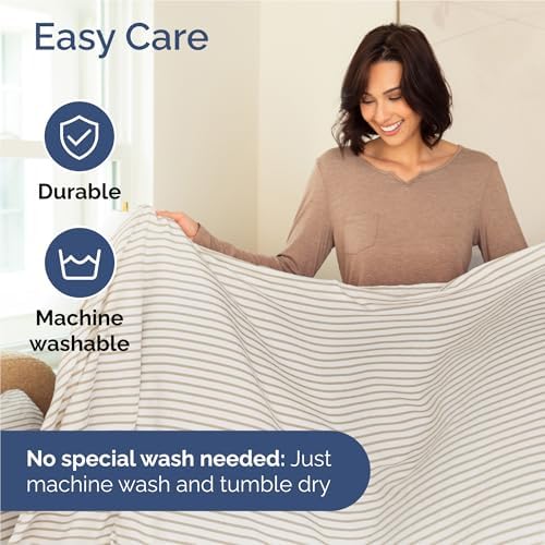 Full Size 4 Piece Sheet Set - Breathable & Cooling Sheets - Beige Stripes