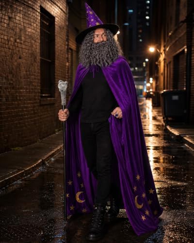 Wizard Costume Men, Halloween Costume Accessories Set, One Size Fits All