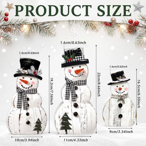 Barydat 3 Pcs Snowman Table Decoration Rustic Christmas Winter Indoor Decor