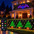 Outdoor Smart Net Lights 2.8 * 11ft, DIY Functions with Preset Holiday Modes for Bush Patio Decor, APP Control, Timer Color Changing, Christmas Mesh Lights, Green Wire