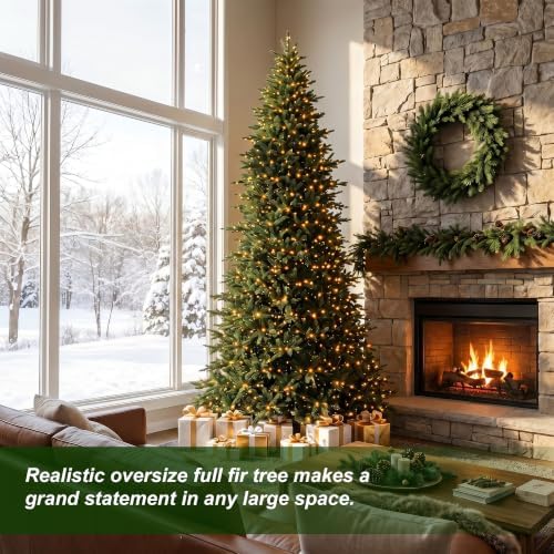 Glitzhome 11ft Prelit Christmas Tree, Vibrant Evergreen Fir Artificial Christmas Trees with 3,150 Warm White/Multi-Color Twinkling Lights, 9 Lighting Functions w/Foot Pedal and Remote,Simple Setup