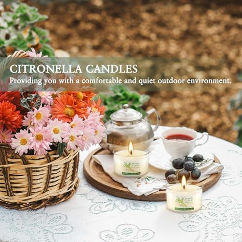 40-Pack Citronella Scented Tealight Candles -Outdoor Candles Natural Soy Wax Candle Bulk, Smokeless & Long-Lasting for Yard, Picnic, Camping Outdoor Comfort.