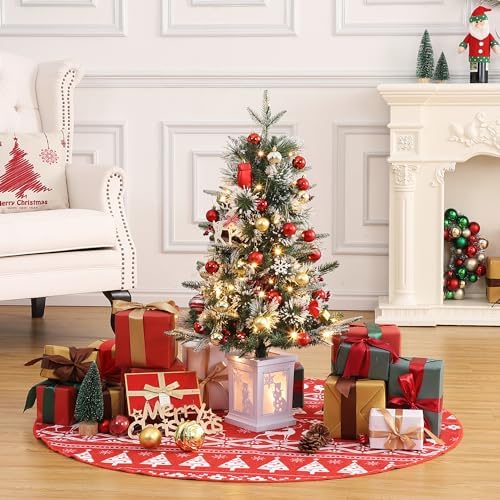 GAOMON 3FT Prelit Christmas Tree, Artificial Xmas Tree with Lighting Base