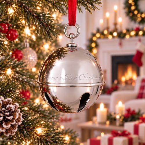 Personalized 2026 Silver Sleigh Bell Christmas Ornament