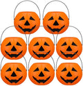 Beeveer 8 Pcs Plastic Pumpkin Buckets, Halloween Candy Baskets, Funny