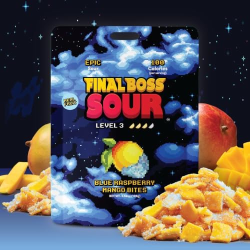 Final Boss Sour, Sour Fruit Chews (4 Pack, Blue Raspberry Mango)