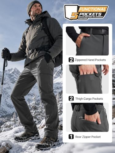 FREE SOLDIER Men's Outdoor Softshell Snow Ski Pants
