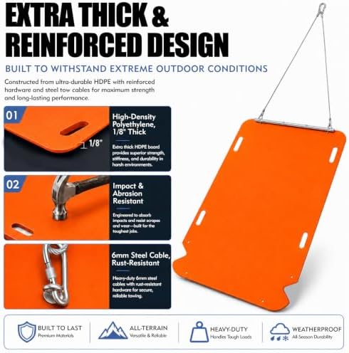 Heavy Duty Yard Drag Sled, 90 x 47 Inch, Cargo Net & Stakes