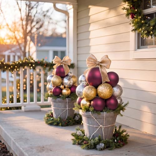 Threan 6 Inch Burgundy Matte Large Christmas Ball Ornament