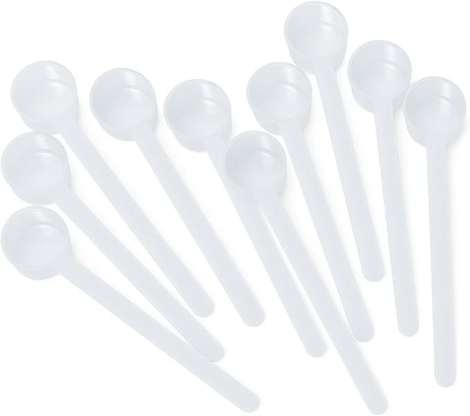 1 Teaspoon (1/3 Tablespoon | 5 mL) Long Handle Plastic Measuring Spoon for Coffee, Protein Powder, Pet Food, Spices, Grains, Dry Goods – Food-Grade BPA-Free (Pack of 10)