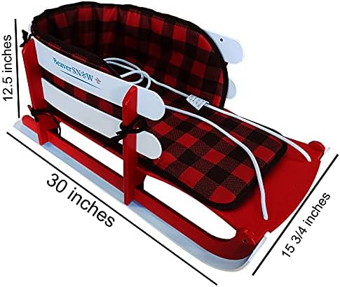 Snow Sled for Toddlers, with Cushion Pad and Seat Belt Red