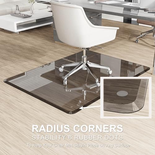 MESAILUP Beveled Edge Office Chair Mat for Carpet or Hardwood Floor Crystal Grey 48" x 60" Clear Chair Mats for Easy Roll On/Off, Hard Heavy Duty and Non-Slip Pad Floor Ultimate Desk Chair Mat