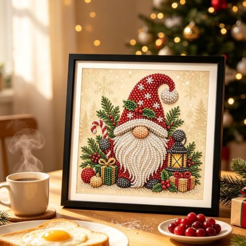 DIY Christmas Pearl Diamond Painting Art Kit Gifts Adults with Frame