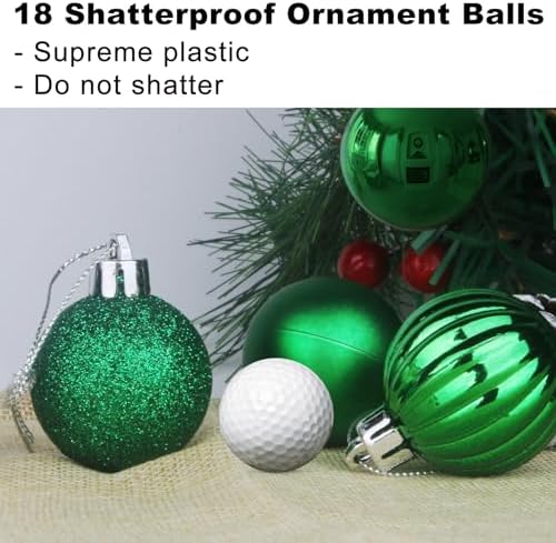18Pcs Christmas Balls Ornaments for Xmas Tree - Shatterproof Christmas Tree Decorations Medium Hanging Ball Green 2.5in x 18 Pack