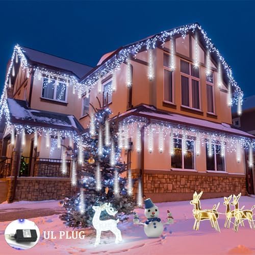 Weepong Christmas Lights Outdoor 16 Tubes 384 LEDs Meteor Shower Lights