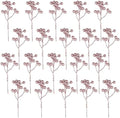 Fangoo 20 Pack 7 Inch Artificial Pink Berry Stems for Christmas Tree