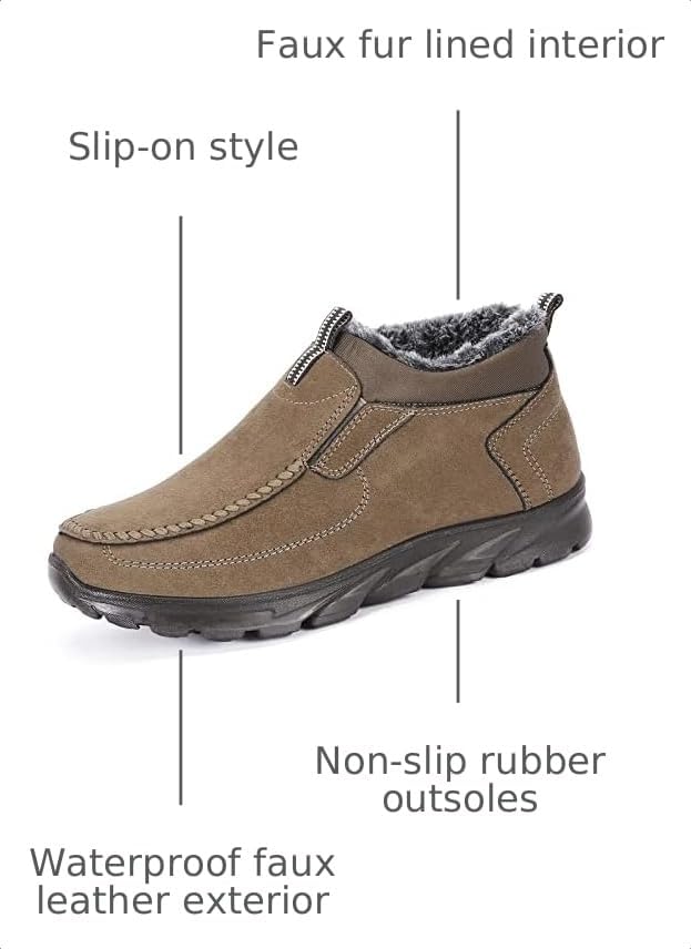 COSIDRAM Mens Shoes Winter Snow Boots Slip On Warm Cotton Padded Loafers