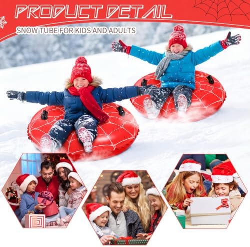 Soulchen 2 Pack Inflatable Snow Tube 36" Snow Sled for Kids Heavy Duty Thickened Bottom Sled for Winter with Sturdy Handles Durable Winter Toys for Outdoor Sledding Tube