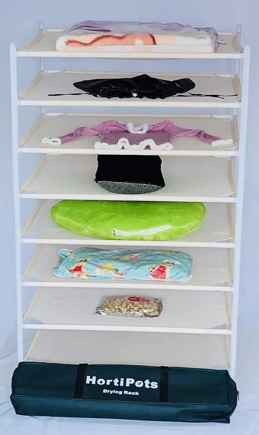 HORTIPOTS Herb Drying Rack 8 Layer Drying Net Dryer Stand Square 28 x 28 Inch to Dry Laundry Clothes or Cure Plants Like Herb Fruit Flowers