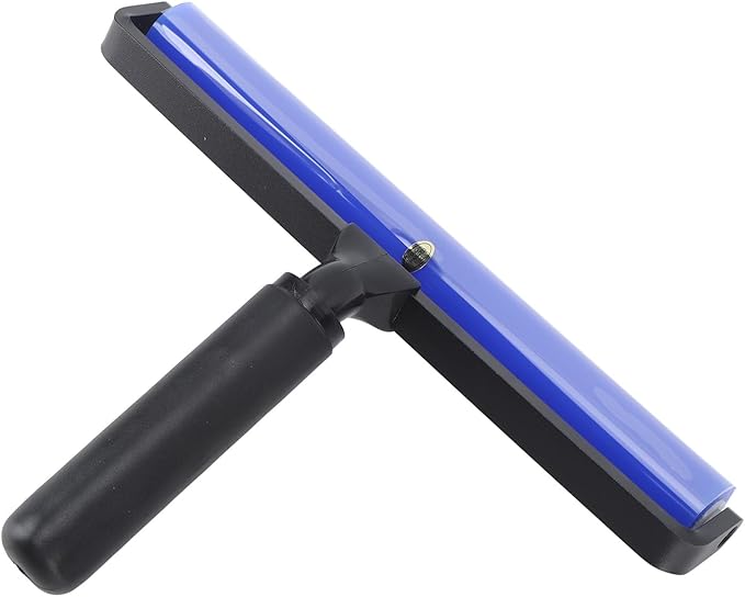 GOWENIC Static Dust Removal Roller, Sticky Blue Silicone Soft Cleaner Roller with Black Handle for Lint Pet Hair Lint Reusable Carpet Fabric (8 Inch)