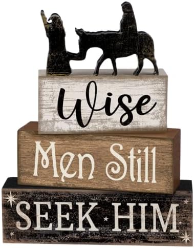 Lineshading 4 Pcs Christmas Table Decor, Wise Men Still Seek Him Sign
