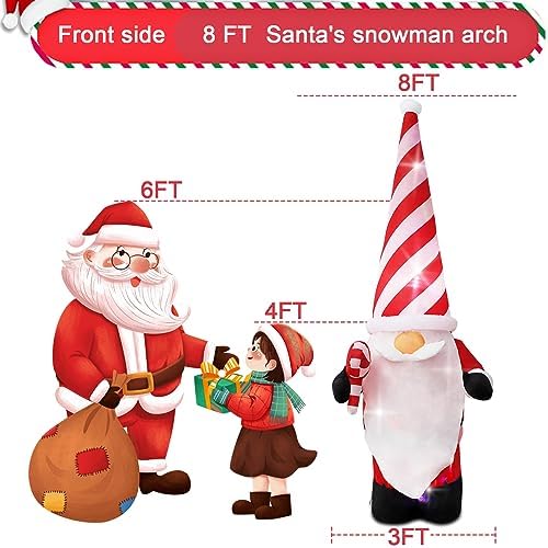 7ft Christmas Inflatable Outdoor Decoration Dwarf with Hat Inflatable Patio Decoration with Built-in LED Lights, Suitable for Christmas Holiday Party, Patio, Lawn, Garden Winter Decoration