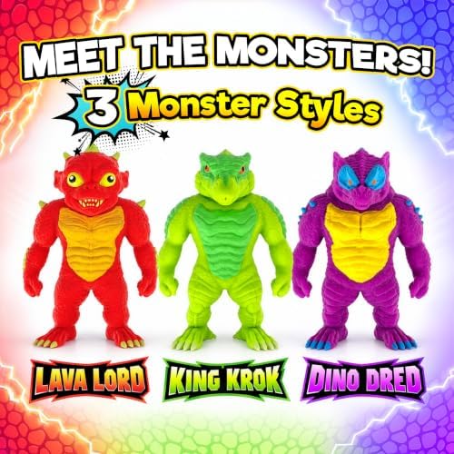 JA-RU Mighty Monster Squish Stretchy Figures, 12-Pk (4 of Each), 3+