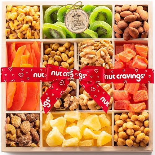 NUT CRAVINGS - Dried Fruit & Mixed Nuts Gift Basket (12 Assortments)