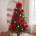 WinnerWhy 6 Pcs Extra Large 16'' Artificial Rose for Christmas Tree Decor
