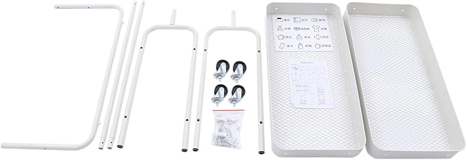 Clothing Rack, Portable Hanging Storage Organizer Garment Rack Clothing Racks with 2 Tier Basket Floor Standing Clothing Rack with Wheels for Home Bedroom Laundry (White)