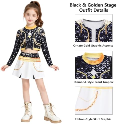 Pop Star Costume Kids Girls Fantasy Stage Outfit Halloween Costumes Set