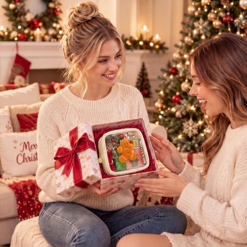 Abbylike 1 Pcs Christmas Preppy Patch Makeup Bags Bulk Polyester Holiday Makeup Bag Skincare Pouch Xmas Zipper Cosmetic Pouch Preppy Thing for Travel Christmas Women Gift (Classic, Golden Yellow)