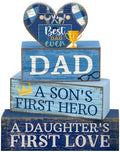 Lineshading 4 Pcs Dad Block Signs Wooden Farmhouse Decor, Father's Day
