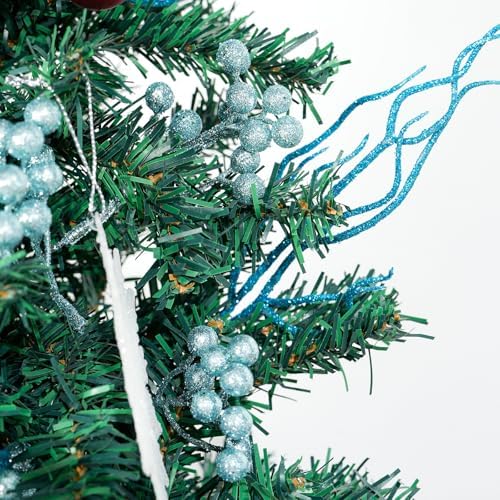 Fangoo 20 Pack 7 Inch Artificial Light Blue Berry Picks for Christmas Tree