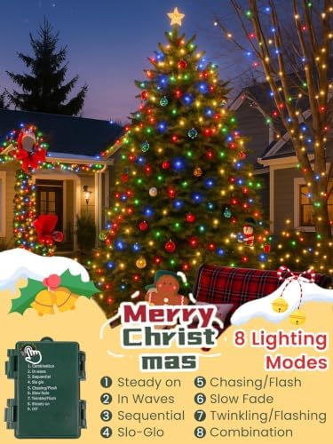 4 Pack 400 LED Battery Operated Christmas Lights, String Lights Multicolor