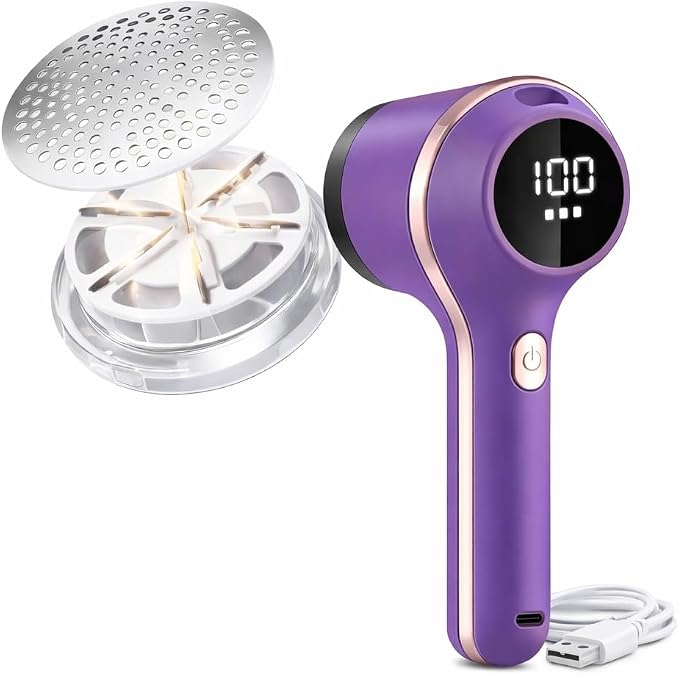 Fabric Shaver Lint Remover for Clothes Led Display 3 Speed Rechargeable Portable Type C 2000mah Battery Fabric Ball Shaver Electric Lint Remover for Clothes Furniture Extra Blade (Multicolor)