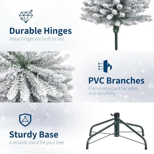 Garvee 6 ft Pencil Prelit Christmas Tree, Snow Flocked Xmas Tree