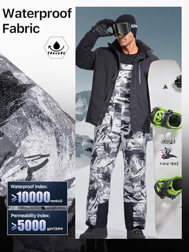 FREE SOLDIER Mens Snow Bibs Ski Snow Pants Softshell Ski Bib Overalls