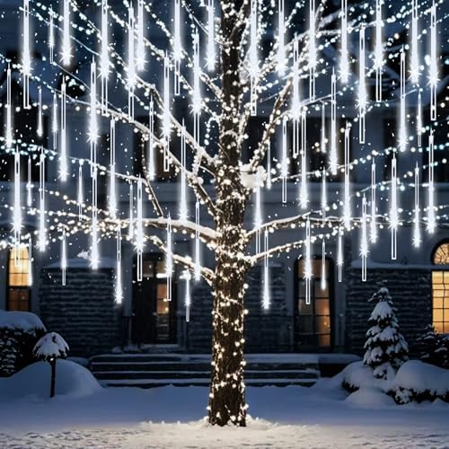 Outdoor Christmas Lights Snow Falling Rain Cascading Icicle String Lights