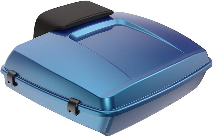 Advanblack Road Glide Tour Trunk Pack Daytona Blue Razor Tour Trunk Pack Backrest Pad for '97-'25 Harley Touring Road King Street Glide Electra Glide CVO models