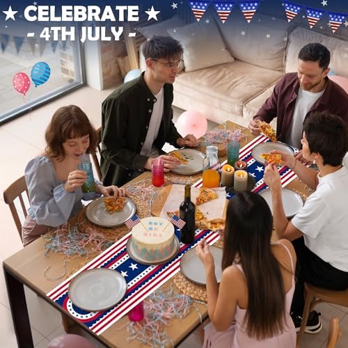 OHOME 4th of July Decorations - Patriotic USA Stars Table Runner for Home | Memorial Day Decorations - Fourth of July Accessories Decor Party Supplies Indoor Outdoor - 250 Anniversary USA Merchandise