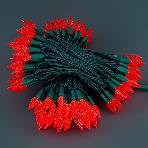 YULETIME 140 Red C6 Christmas String Lights, 2-Set 36 ft 70ct One-Piece LED