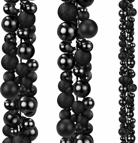 2 Pcs 6 ft Christmas Ball Ornament Garland, Black