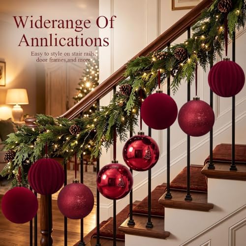 Liliful 8 Pcs 6 Inch Extra Large Christmas Ball Ornaments Decor, Burgundy