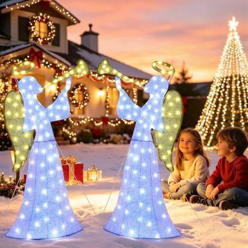 4FT Sparkling Angel Outdoor Christmas Decoration with Timer&Remote Control