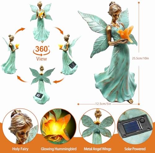 Solar Angel Garden Statues, Outdoor Solar Lights Waterproof, Birthday Gifts for Mom Women Mother's Day, Garden Figurines for Yard Decor Patio Porch Lawn Ornaments
