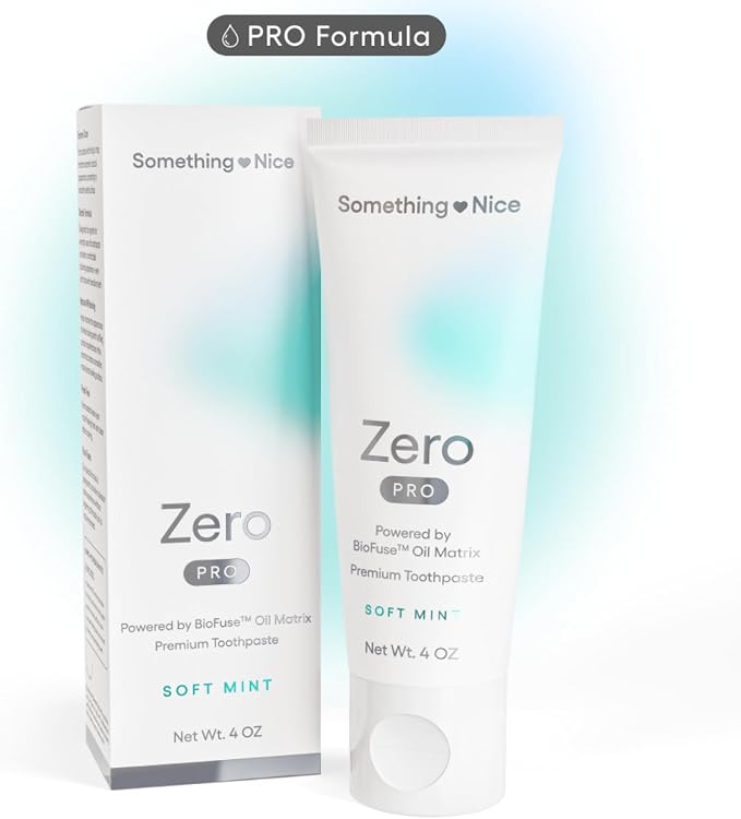 Something Nice Zero Pro Toothpaste - 10% Nano Hydroxyapatite Toothpaste Fluoride Free with BioFuse Oil Matrix, Remineralizing, Whitening and Enamel Repair for Sensitive Teeth, Adults & Kids, Mint, 4oz